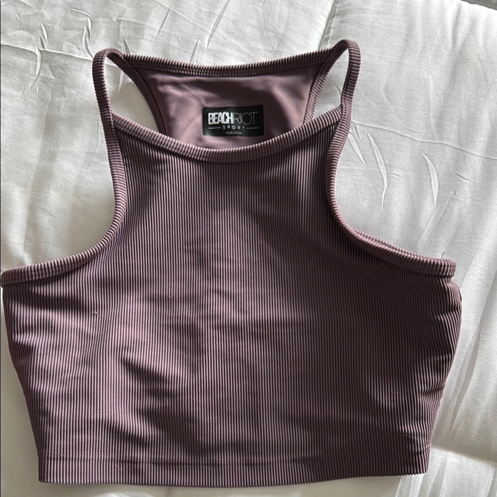 Beach Riot Women's Ribbed Mauve Top